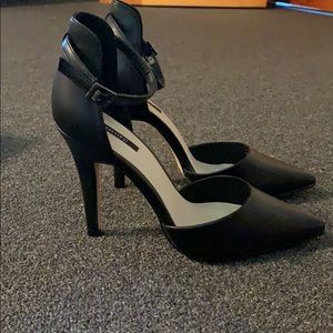 Black leather high heel